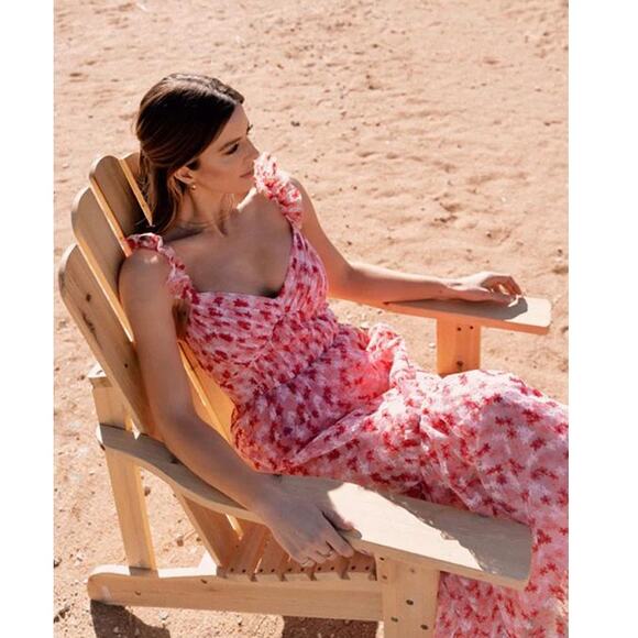 Monique Lhuillier Floral Embroidered Mesh Midi Peony - Picture 1 of 13